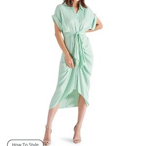 Chic Mint Green Tie-Front Midi Dress